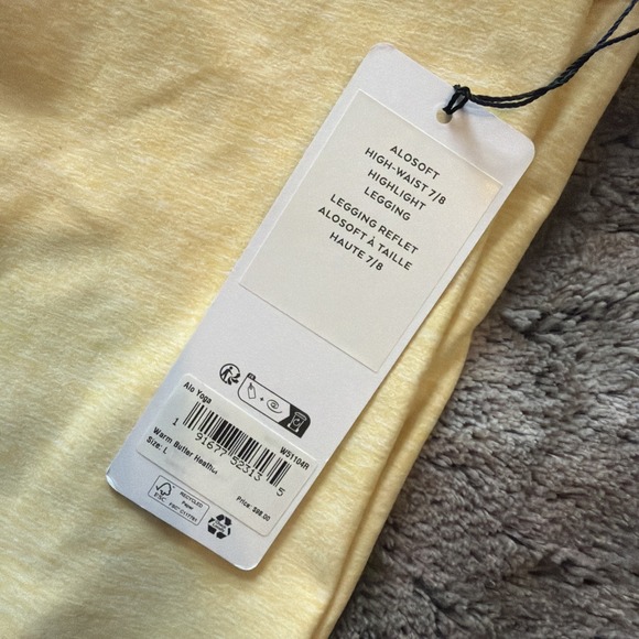 ALO ALOSOFT High Waist Leggings Warm Butter Heathered Yellow Large 7/8 Length - Picture 3 of 10